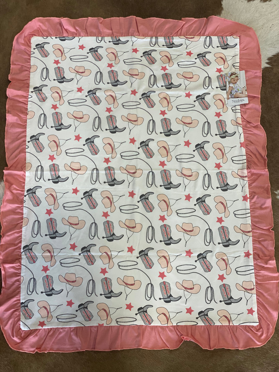 YeeHaw Pink Stroller Blanket