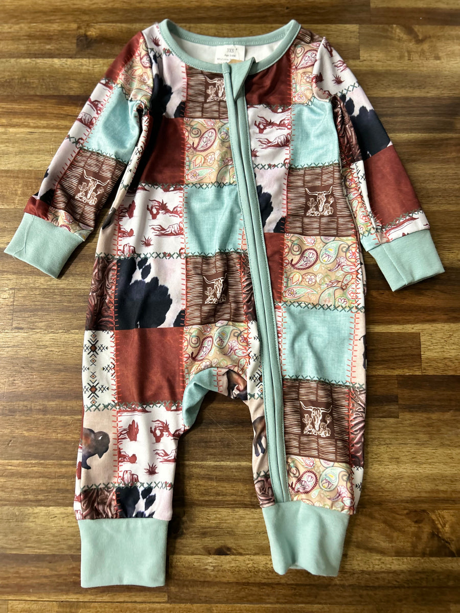 Beau Western Cow L/S Romper