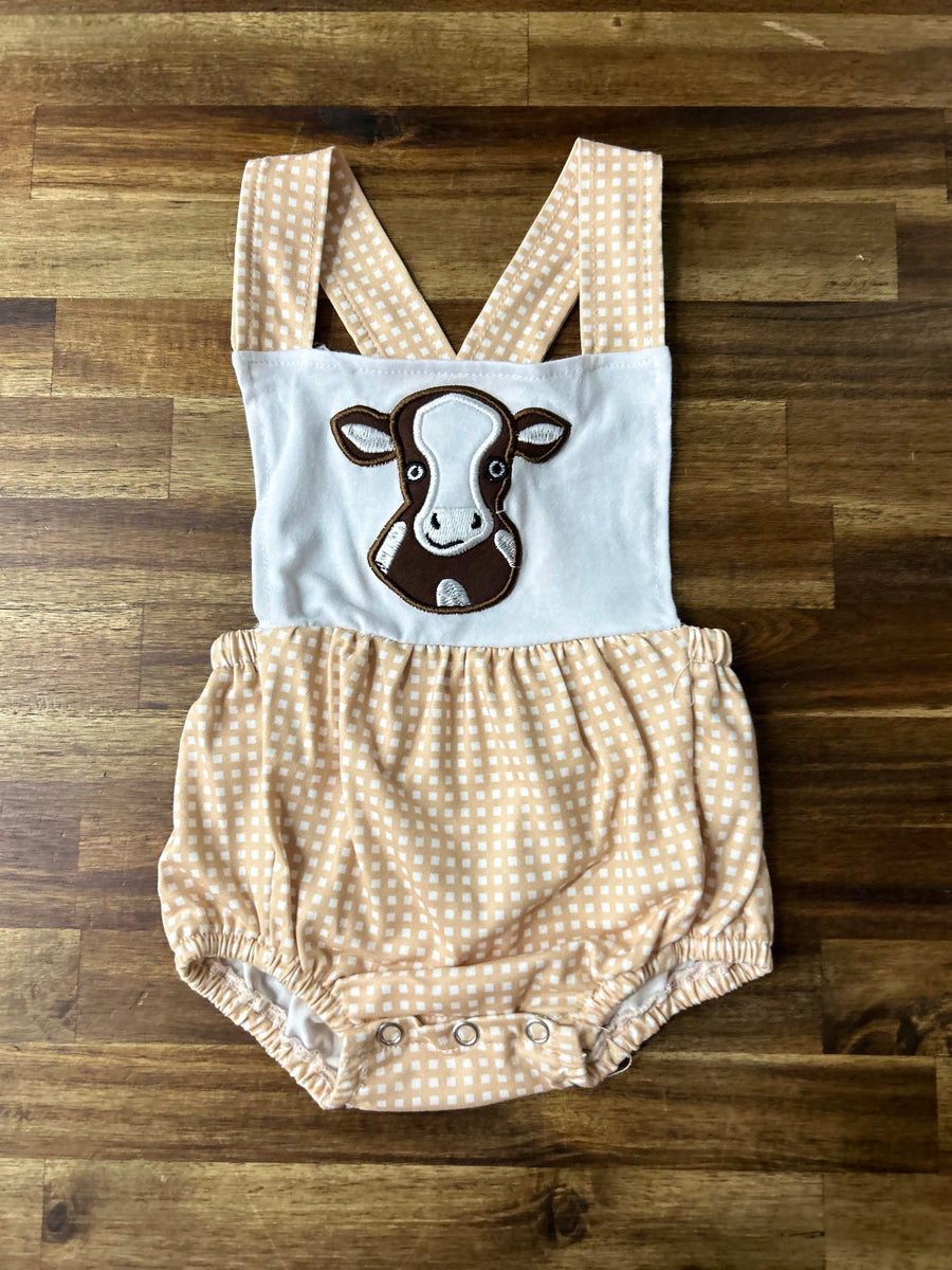 Cow Embroidered Romper