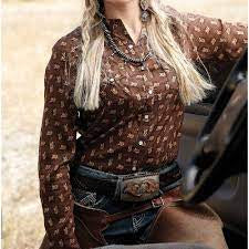 Cruel Girl Women’s Brown Cowgirl Up Shirt