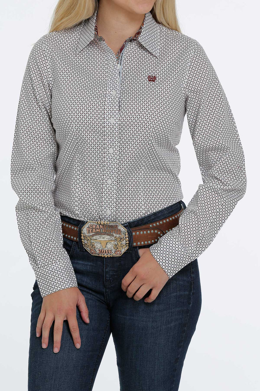 Cinch Women’s Arena Ready White/Red Shirt