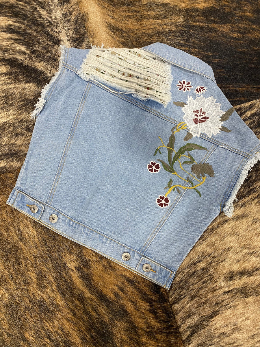 Denim Embroidered Vest