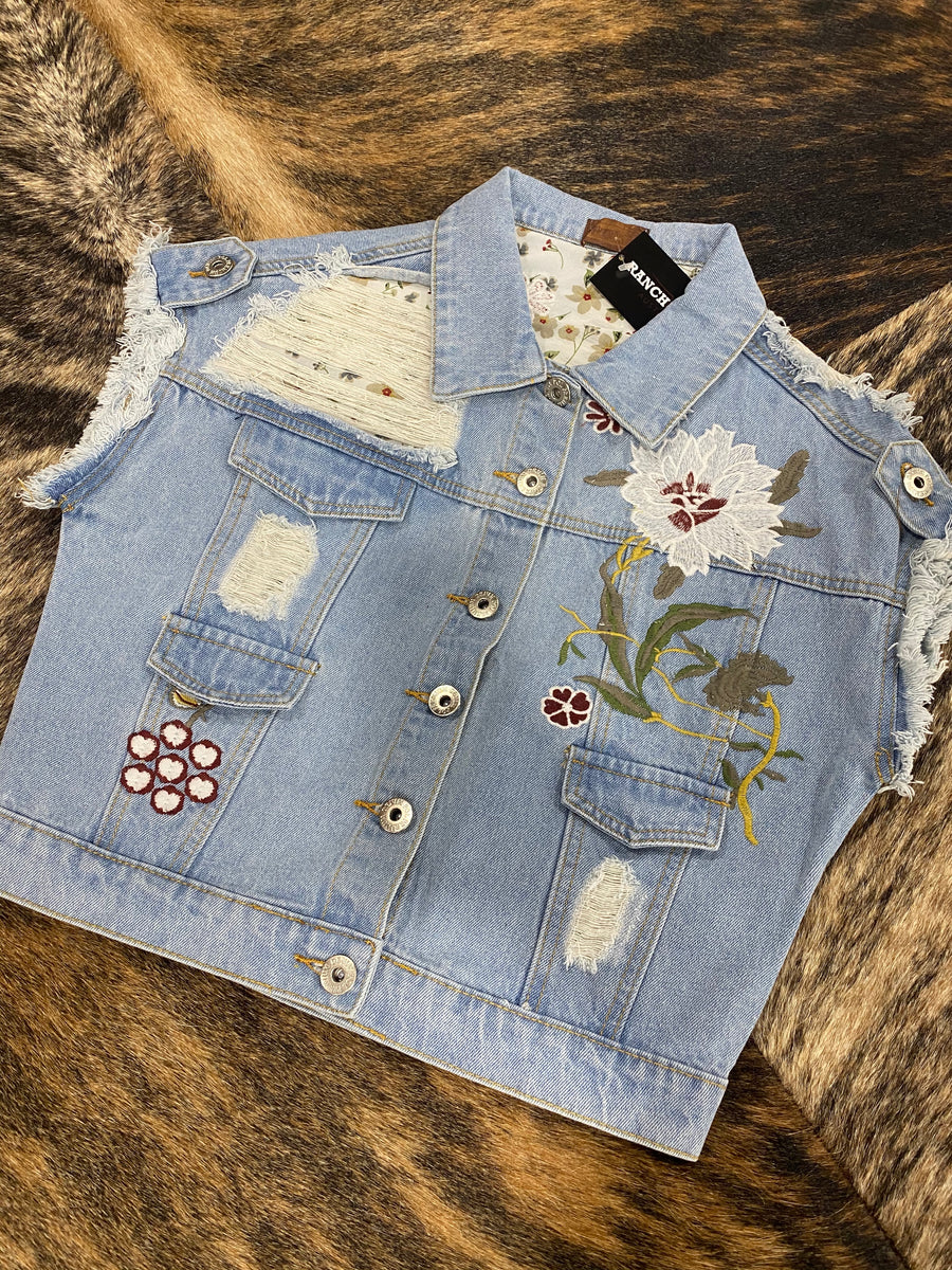 Denim Embroidered Vest